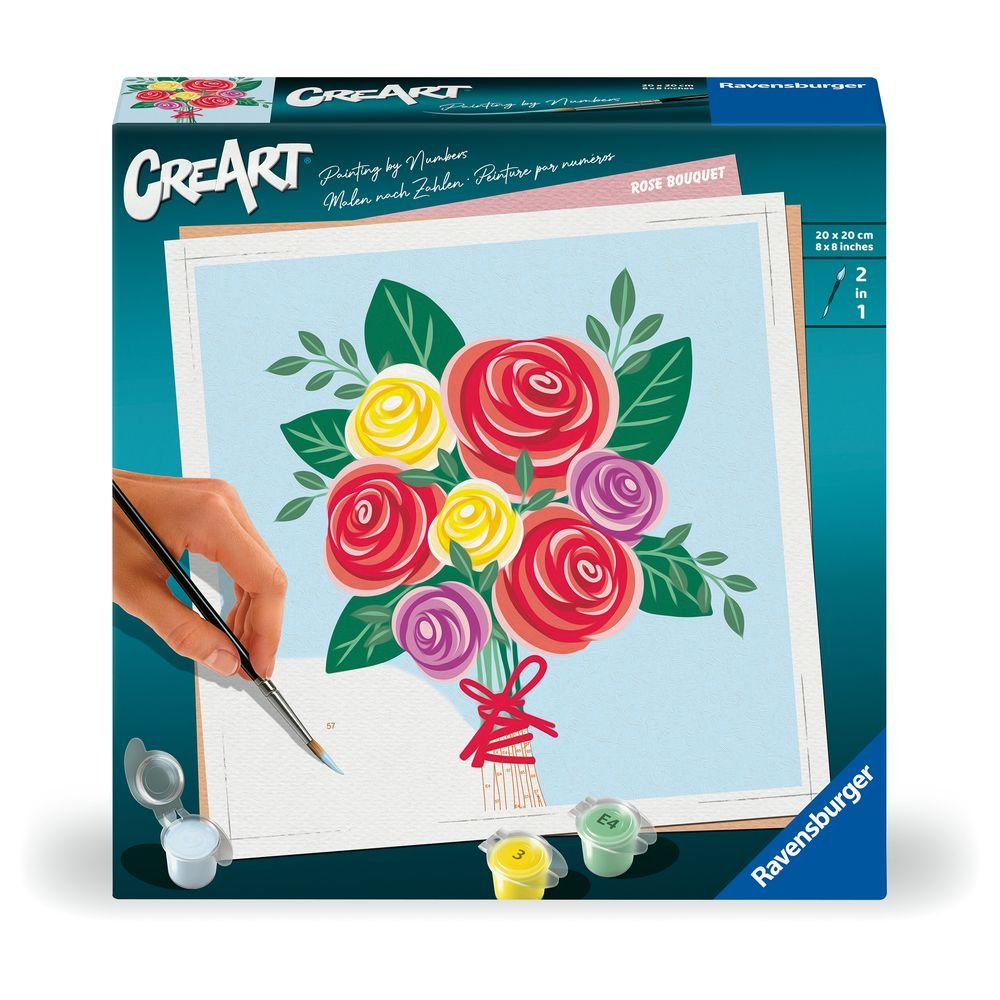PINTAR POR NUMEROS CREART ADULTOS SERIE SQUARE RAMO ROSAS | RAVENSBURGER GAMES | 1 UNIDAD | 4005556255207 Imagen principal del producto