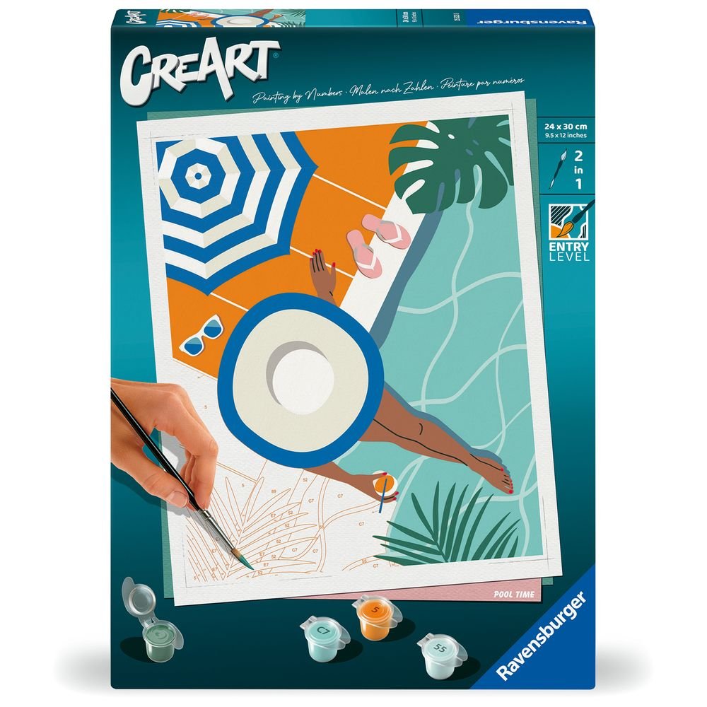 PINTAR POR NUMEROS CREART ADULTOS SERIE C RELAX EN PISCINA | RAVENSBURGER GAMES | 1 UNIDAD | 4005556255238 Imagen principal del producto