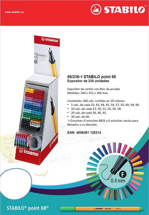 Exp 200 Rotuladores fibra surtidos Stabilo Point 88 Pack 200