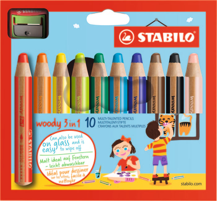 LAPIZ STABILO WOODY 3 EN 1 10 UD SURTIDOS + SACAPUNTAS | 1 UNIDADES | (STABILO)