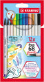 Estuche 12 Colores Stabilo Pen 68 Brush Punta Pincel Colores Surtidos