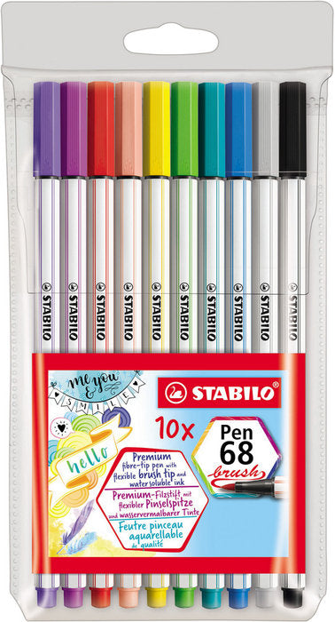 Estuche 10 Colores Stabilo Pen 68 Brush Punta Pincel Colores Surtidos Imagen principal del producto