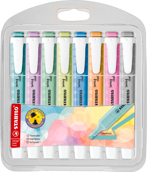 Estuche 8 marcadores fluorescentes stabilo swing cool nuevos colores