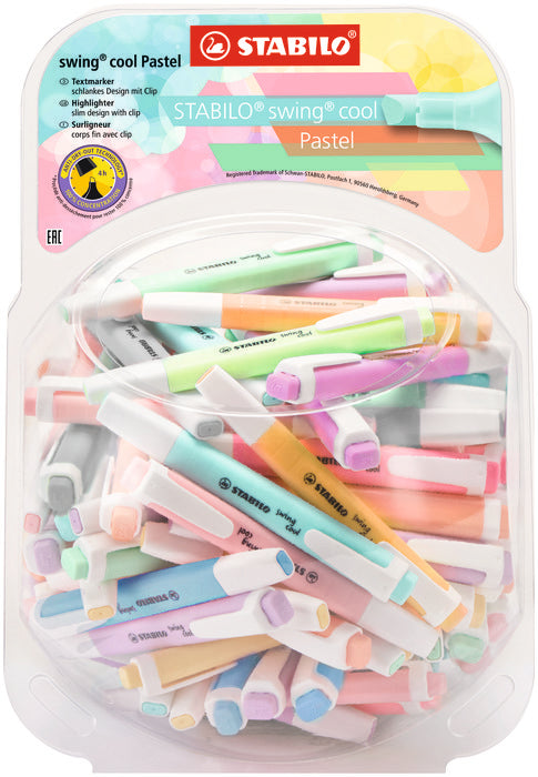 Bombonera 100 Marcador Stabilo Swing Cool Colores Pastel | Stabilo | Pack 100 Unidades