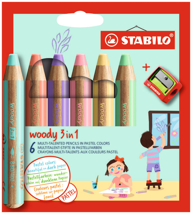 LAPIZ STABILO WOODY 3 EN 1 PASTEL 6 COLORES + SACAPUNTAS | 1 UNIDADES | (STABILO) Imagen principal del producto