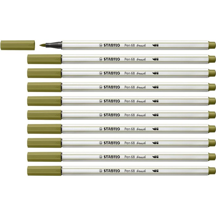 Rotulador Stabilo Pen 68 Brush Verde Barro