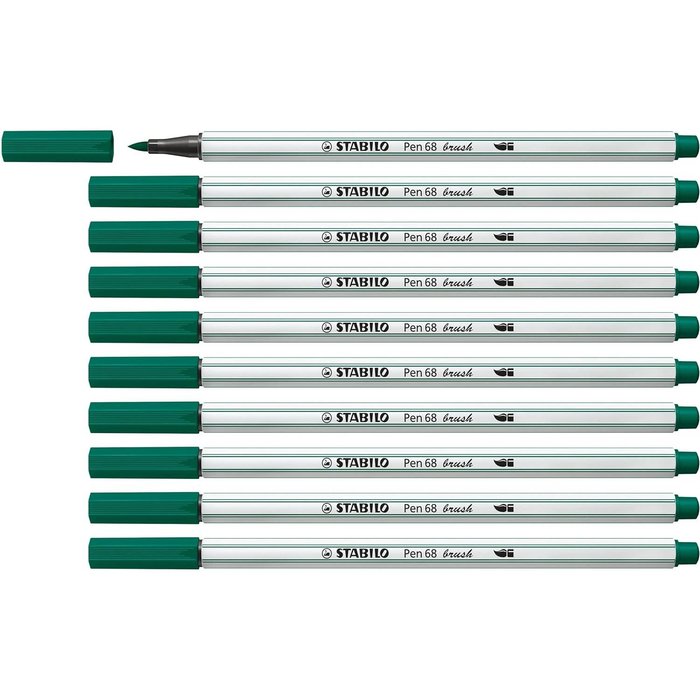 Rotulador Stabilo Pen 68 Brush Verde Turquesa | Stabilo | Pack 10 Unidades