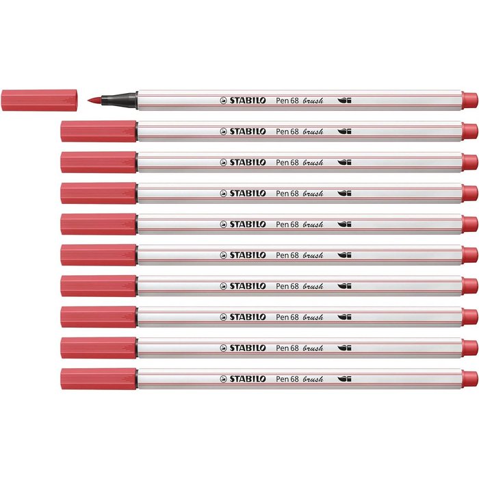 Rotulador Stabilo Pen 68 Brush Rojo Oxido | Stabilo | Pack 10 Unidades