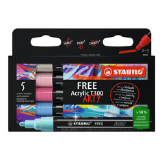 ROTULADOR STABILO ARTY FREE T300 ACRILICO 5 COLORES SURTIDO | STABILO