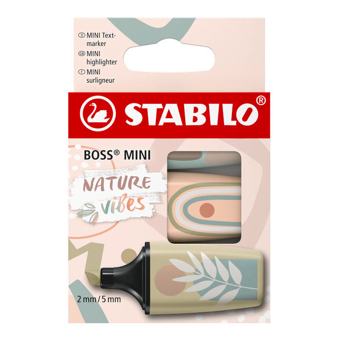 Blister 3 Marcadores Boss Mini Nature Vibes Surtidos | Stabilo | Pack 1 Unidades