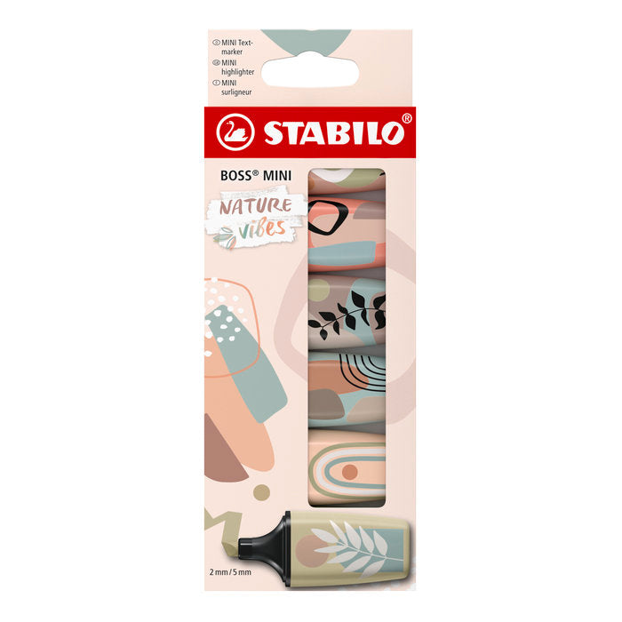 Blister 6 Marcadores Boss Mini Nature Vibes Surtidos | Stabilo | Pack 1 Unidades