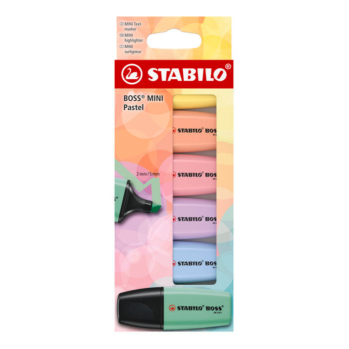 Blister 6 Marcadores Boss Mini Pastel Surtidos | Stabilo | Pack 1 Unidades
