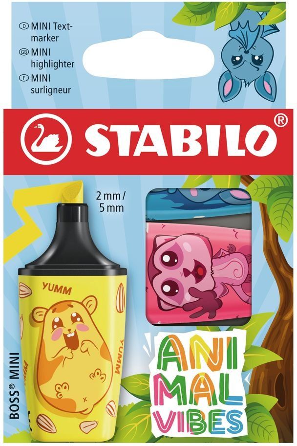 Estuche 3 marcadores stabilo boss mini animal vibes Imagen principal del producto