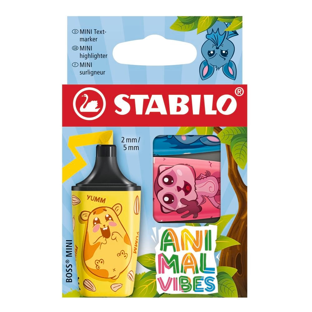 Marcador Stabilo Boss Mini Animal Vibes Pack 3 Colores Imagen principal del producto