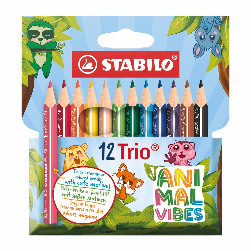 Lápiz Stabilo Trio Thick Short 12 Colores Surtidos