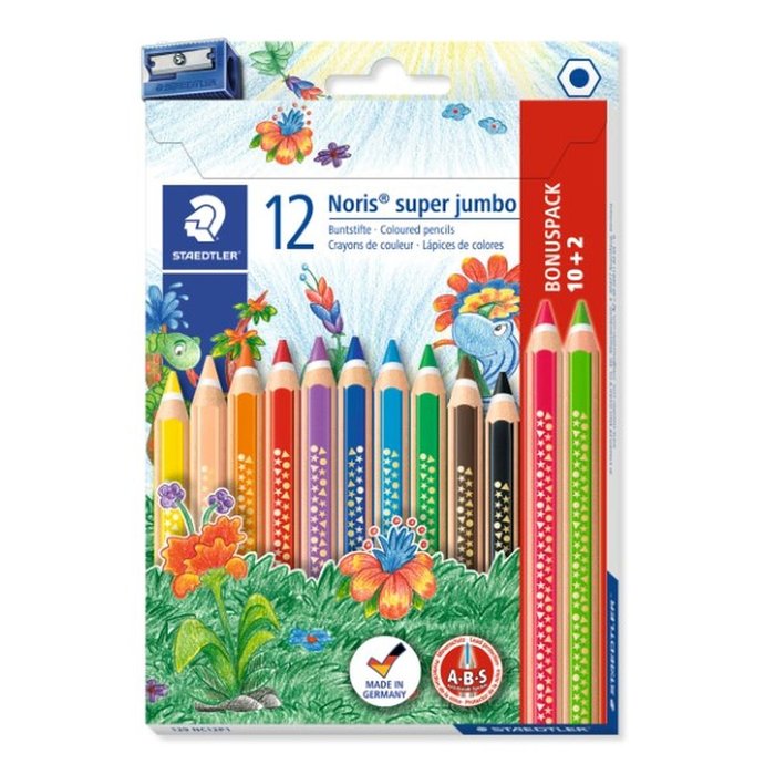 LAPIZ STAEDTLER NORIS 129 SUPER JUMBO 12 COLORES SURTIDOS | 1 UNIDADES | (STAEDTLER)
