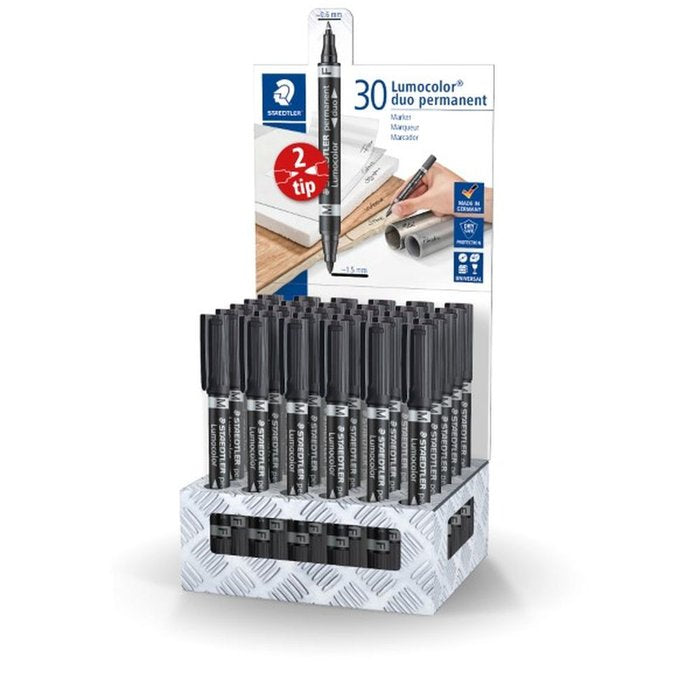 Expositor 30 Rotuladores Lumocolor Permanente Duo 348 Negro | Staedtler | Pack 30 Unidades Imagen principal del producto