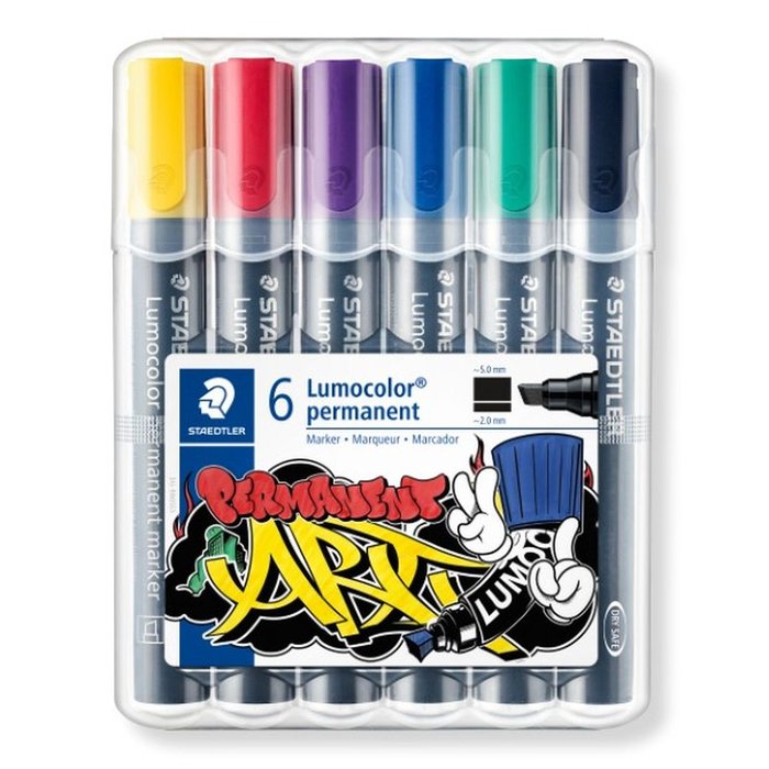 Rotulador Lumocolor Permanente 350 6 Colores Surtidos | Staedtler | Pack 1 Unidades
