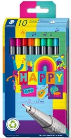 Rotuladores Fineliner STAEDTLER 10 Colores Diseño Happy Imagen principal del producto