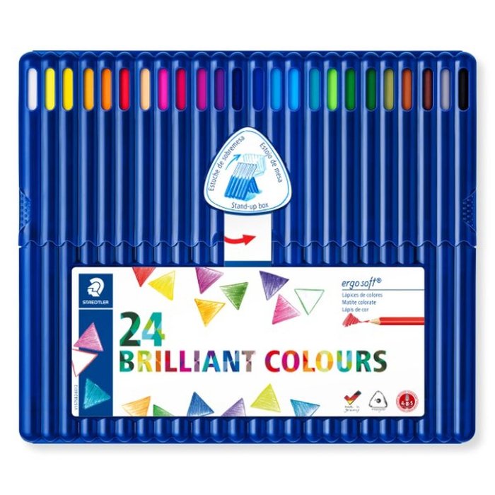 LAPIZ TRIANGULAR ERGOSOFT 157 SB24 24 COLORES SURTIDOS | 1 UNIDADES | (STAEDTLER) Imagen principal del producto