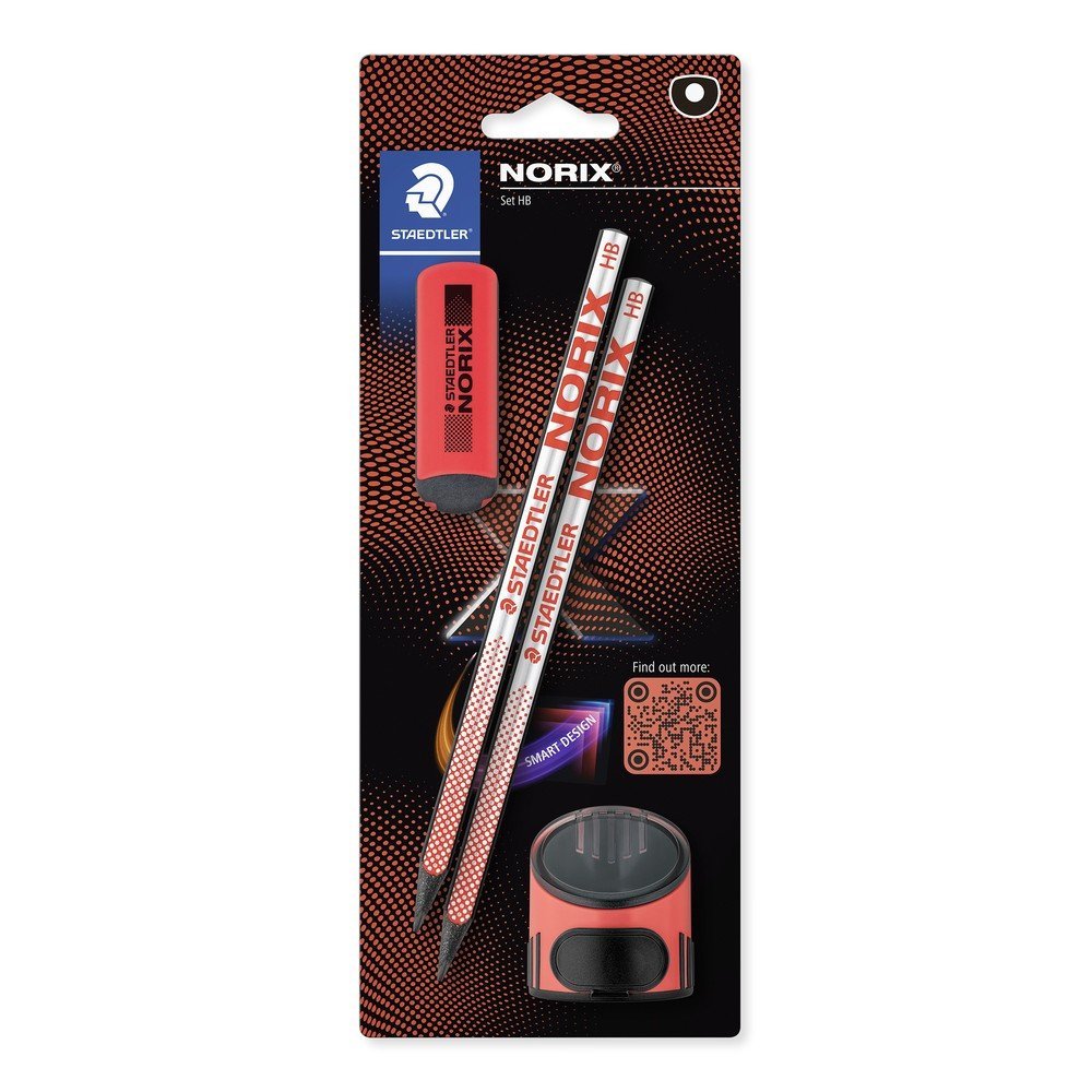 Blister 2 lápices Norix con afilapiz y goma Staedtler