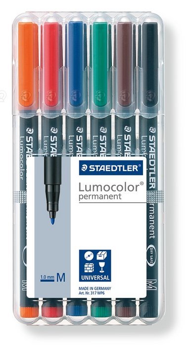 Estuche 6 rotuladores Lumocolor 317 punta media colores surtidos STAEDTLER Imagen principal del producto