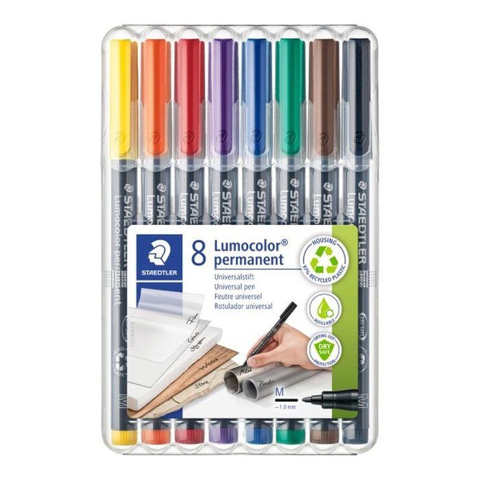 Rotulador Lumocolor 317 Wp8 Medio B/8 Surtidos | Staedtler | Pack 1 Unidades