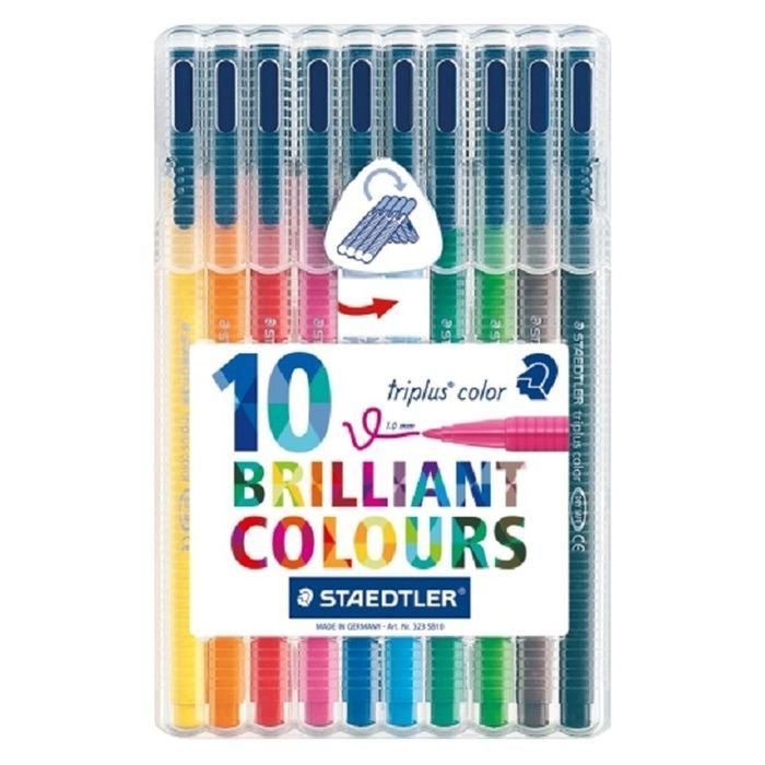 Estuche plástico 10 rotuladores Triplus 323 colores surtidos STAEDTLER