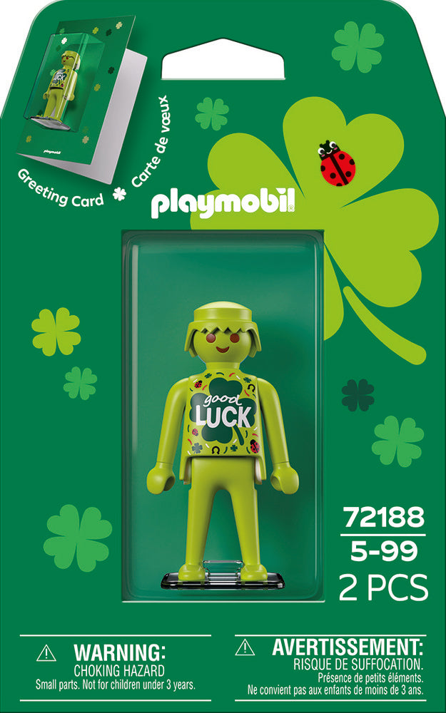 Tarjeta de felicitación Mucha suerte Playmobil