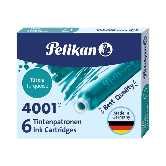Cartucho de Tinta Turquesa Pelikan 4001 TP6 para Plumas y Tinteros