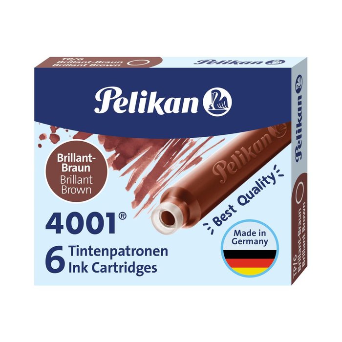 Cartucho Tinta Marrón Pelikan 4001 para plumas y tintadores