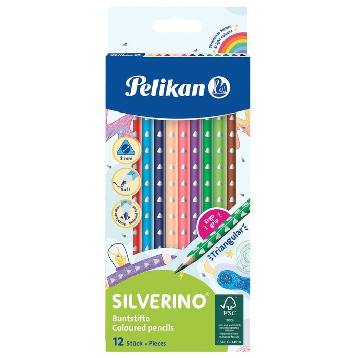 LAPIZ PELIKAN SILVERINO TRIANGULAR 12 COLORES | 10 UNIDADES | (PELIKAN, S,A,) Imagen principal del producto