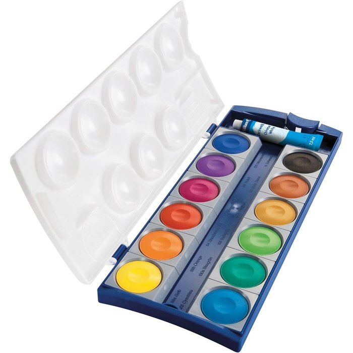 ACUARELA PELIKAN 735 12 COLORES + TUBO BLANCO TEMPERA | 1 UNIDADES | (PELIKAN, S,A,) Imagen principal del producto