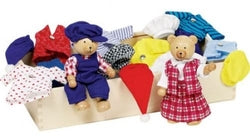 Familia de Osos y Caja con Ropa GOKI para manualidades y juegos