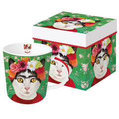TAZA FRIDA KAHLO CAT FLOWERS + CAJA REGALO | PPD | 1 UNIDAD | 4021766270021