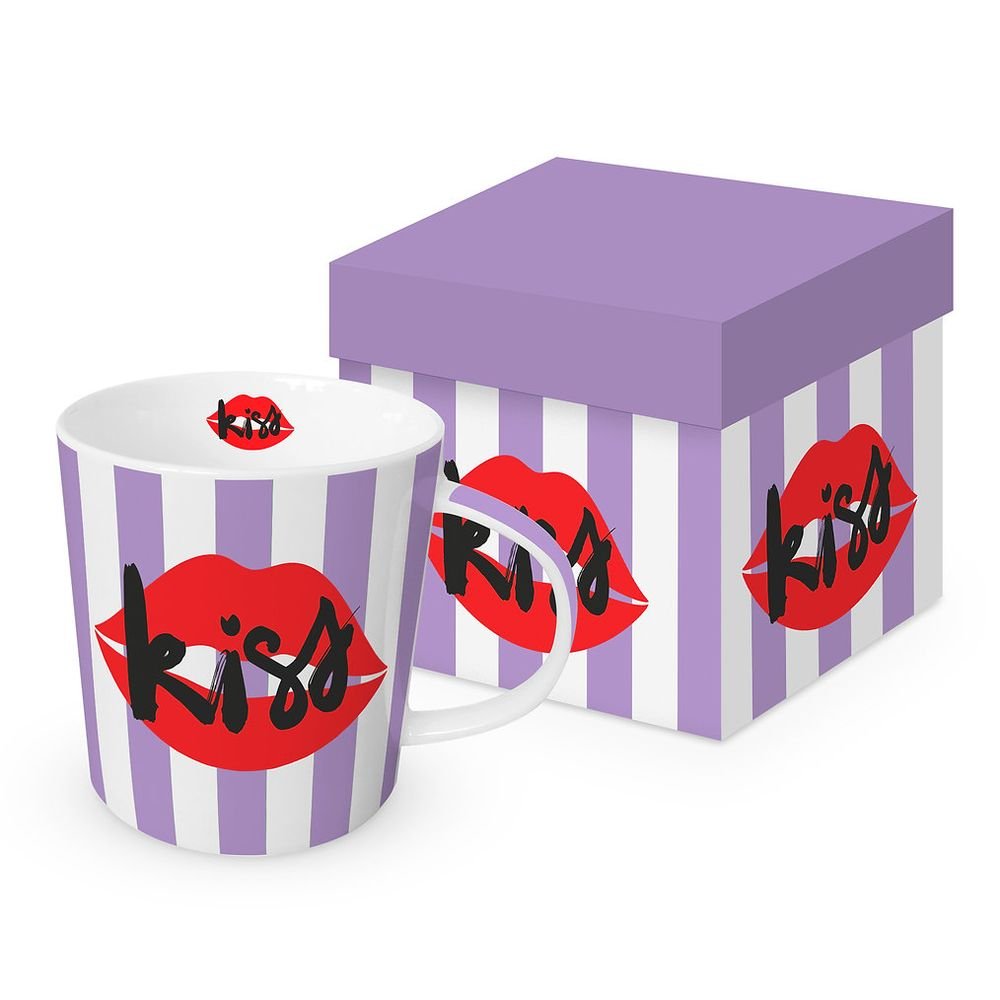 Taza Kiss Morado y Caja Regalo PPD