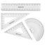 Set dibujo 4 piezas Grafoplas - Regla, escuadra, cartabón (Pack 12 uds)
