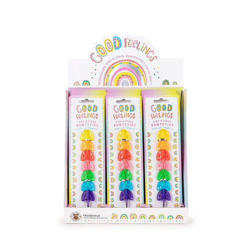 EXPOSITOR 18 LAPIZ DE COLOR APILABLE ARCOIRIS 7 COLORES | 18 UNIDADES | (TRENDHAUS)