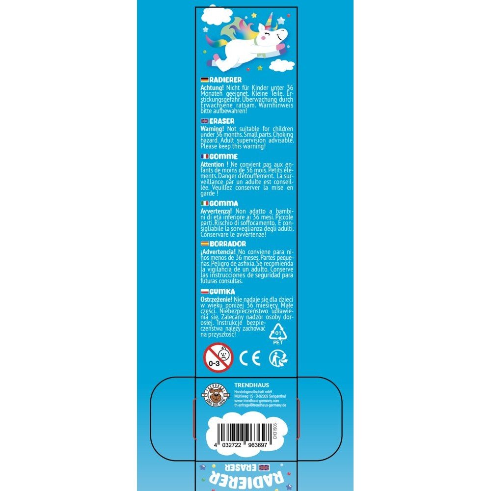 Goma de borrar Helado Unicornio TRENDHAUS, pack 12 uds.