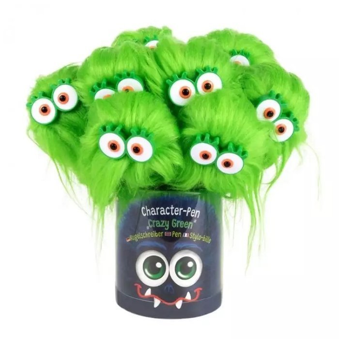 Expositor 12 Bolígrafos Monsterio Peludo Crazy Green TRENDHAUS