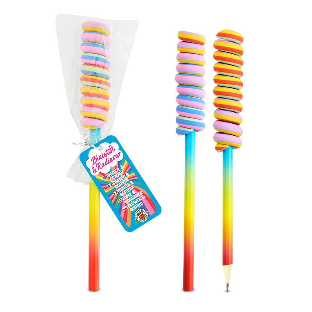 Expositor 16 lápices y gomas de borrar Lollipop Trendhaus