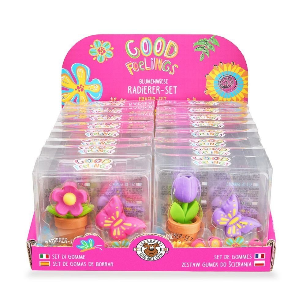 Expositor 16 Gomas de Borrar Flores y Mariposas TRENDHAUS