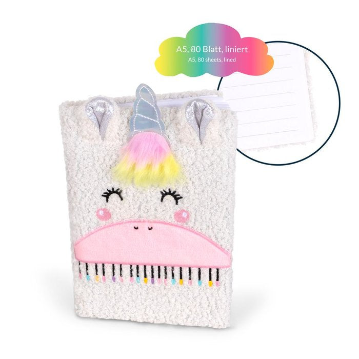 Libreta A5 Peluche Unicornio Rayada 80 Hojas TRENDHAUS