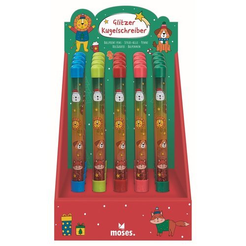 Expositor 20 Bolígrafos Brillantes Amigos de la Navidad MOSES