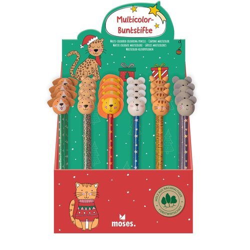 Expositor 24 Lapices Multicolor Motivos Navidad MOSES Imagen principal del producto