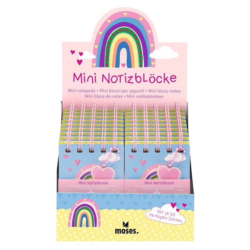 Expositor 18 mini blocs arcoíris corazón Moses