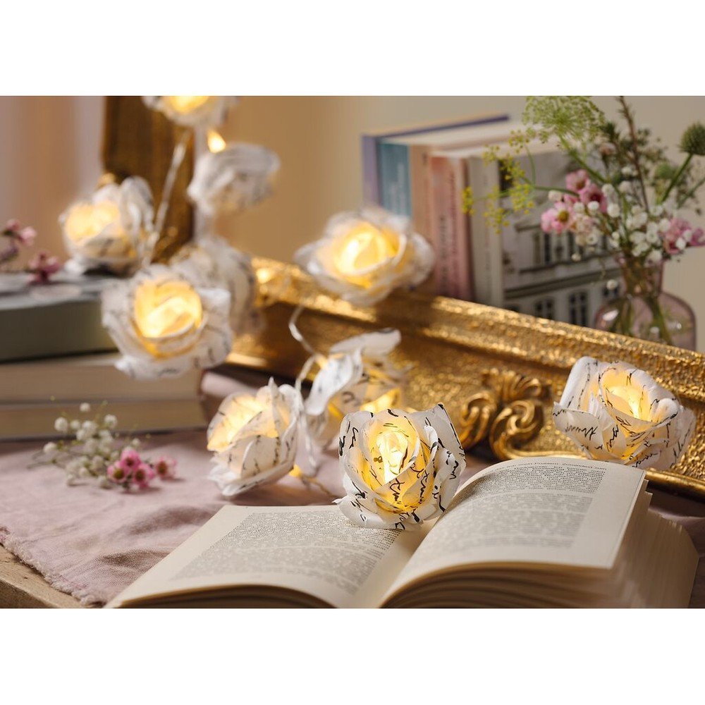 Guirnalda LED Flores con Hojas de Libro Booklover MOSES