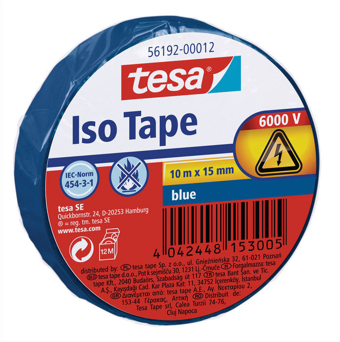 Cinta Aislante 10x15 Azul Marca Tesa Pack 10 unidades