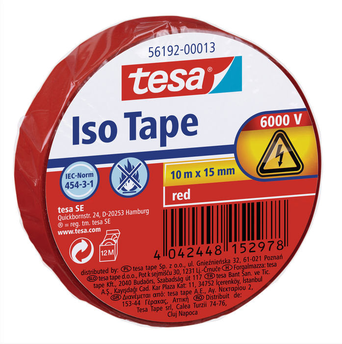 Cinta Aislante en PVC Rojo Tesa Tape 10x15 cm