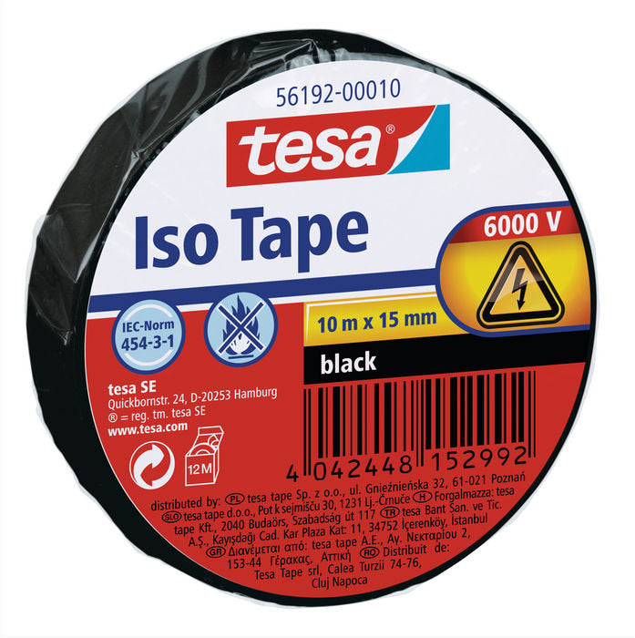 Cinta Aislante 10x15 Negro Tesa Pack 10 unidades